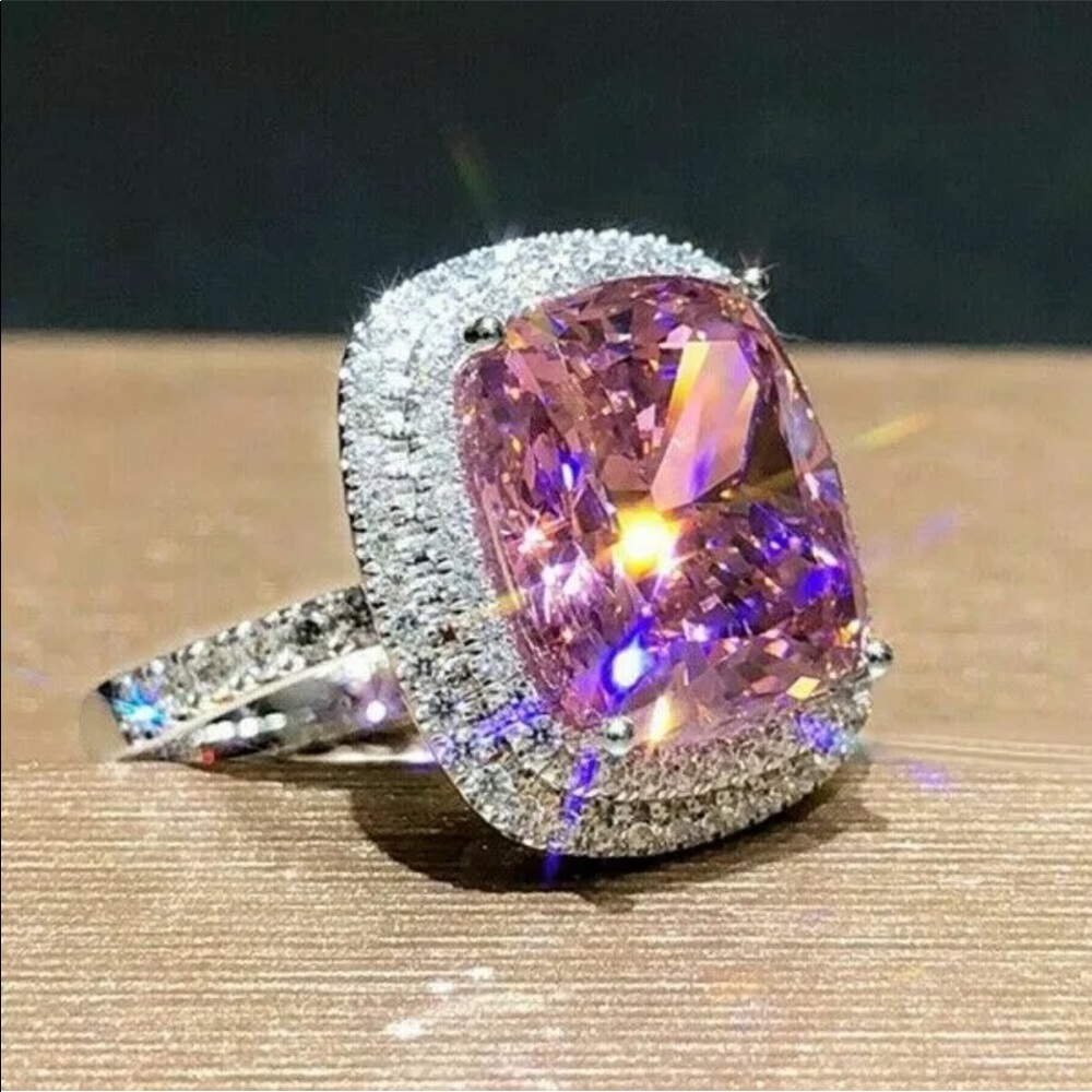New 925 Silver Pink Sapphire Women’s Ring